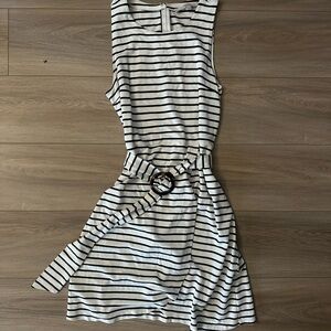 LOFT Black and White Striped Mini Dress